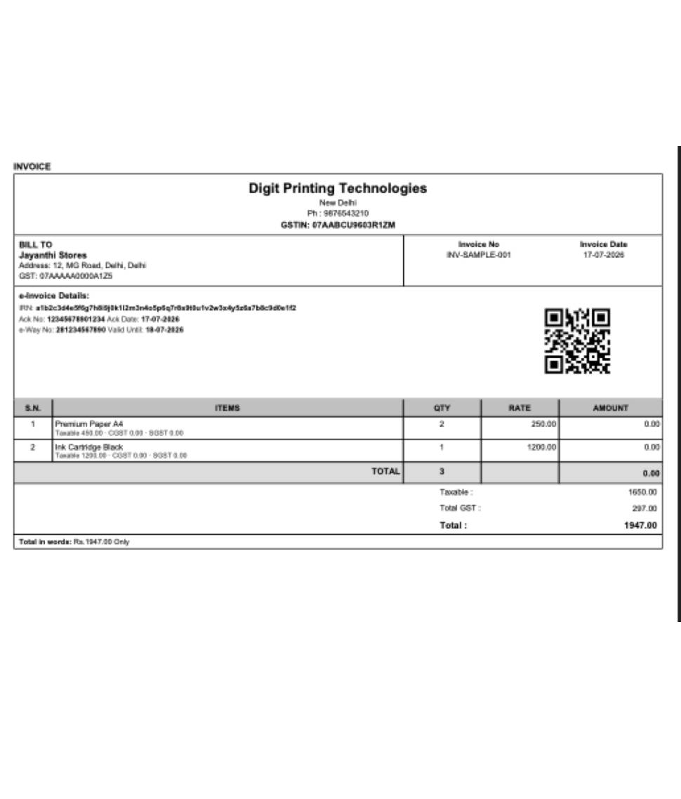 Compact A5 Landscape invoice template