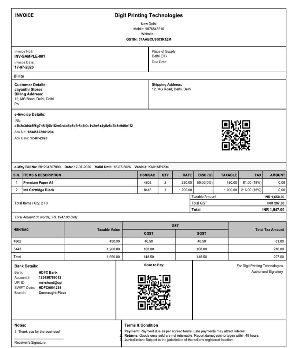 Simple invoice template preview