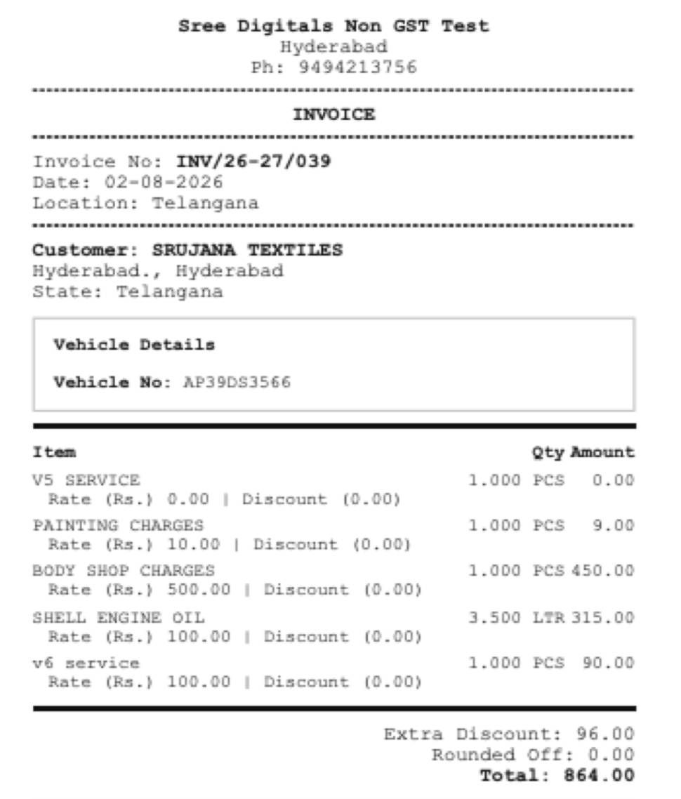Thermal invoice template preview
